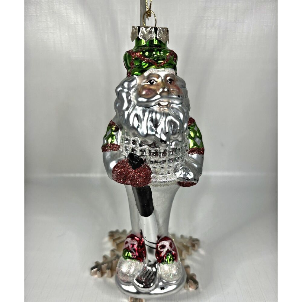 Blown Glass Christmas Ornament Golf Santa Holiday Sports Novelty Oversized 8”